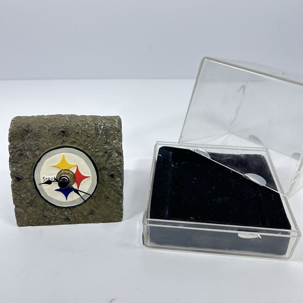Pittsburgh Steelers Sculpted Stone Look Desk Clock - Licensed NFL Decor Case